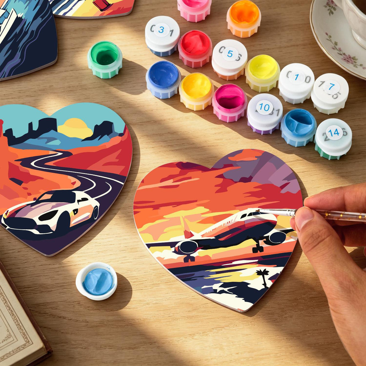 Golden Hour Road Trip paint by numbers coasters – image 9