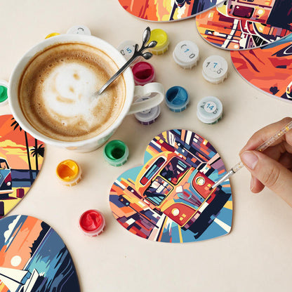Golden Hour Road Trip paint by numbers coasters – image 12