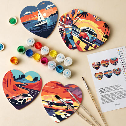 Golden Hour Road Trip paint by numbers coasters – image 13