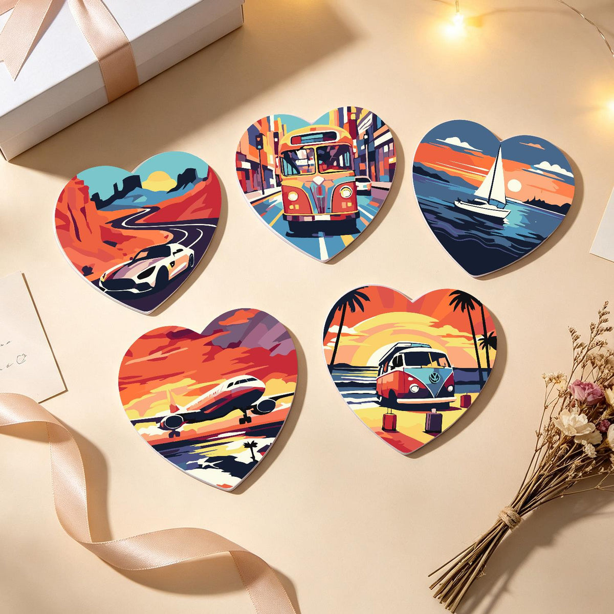 Golden Hour Road Trip paint by numbers coasters – image 21