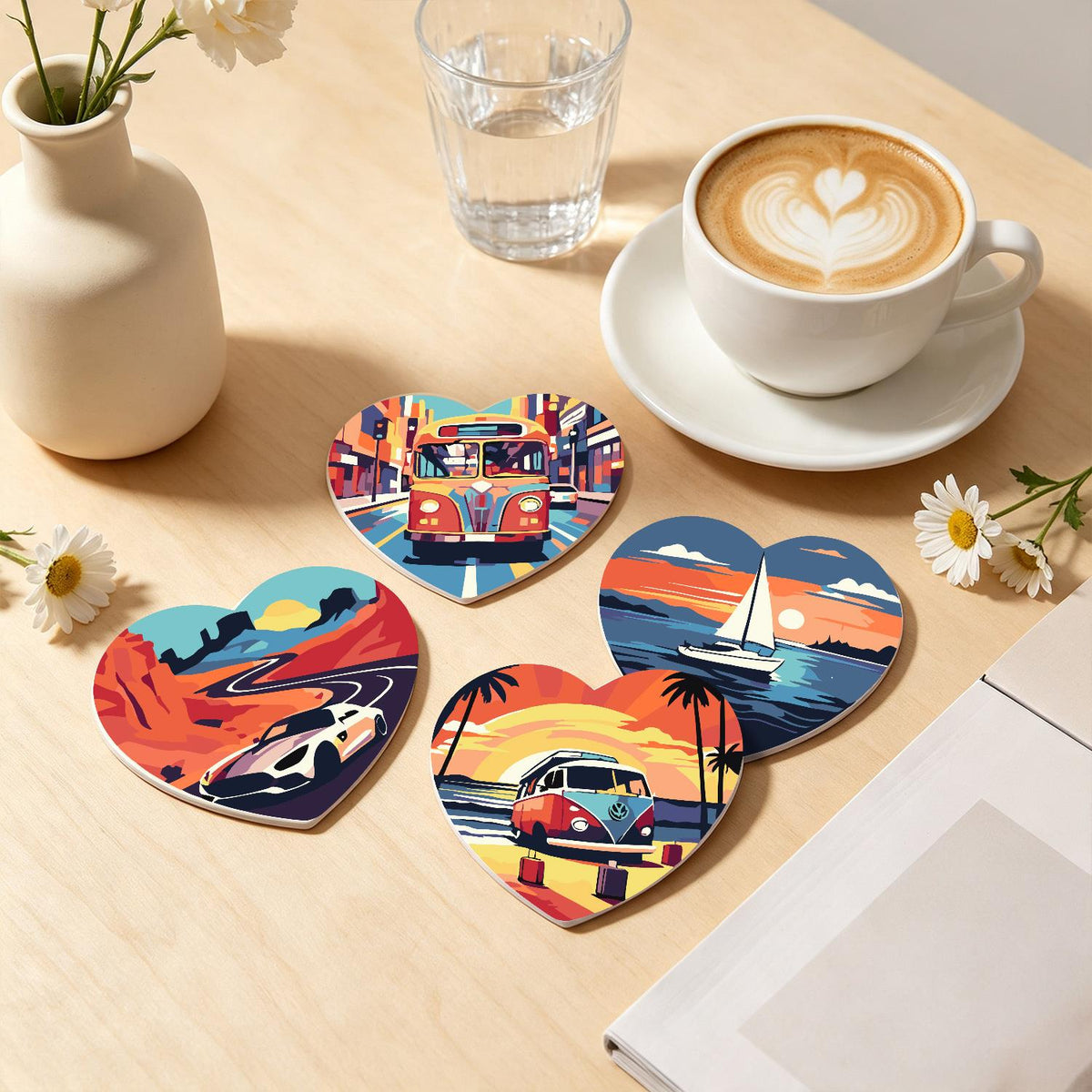 Golden Hour Road Trip paint by numbers coasters – image 22