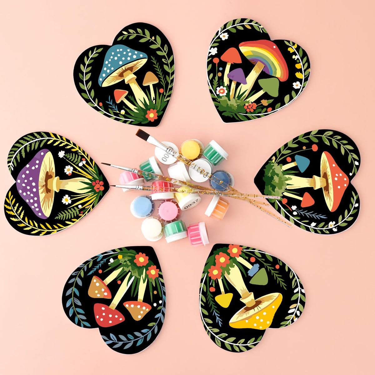 Midnight Toadstool Garden paint by numbers coasters – image 3