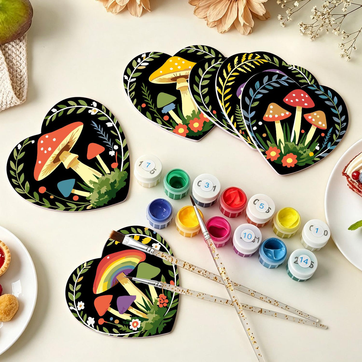 Midnight Toadstool Garden paint by numbers coasters – image 7