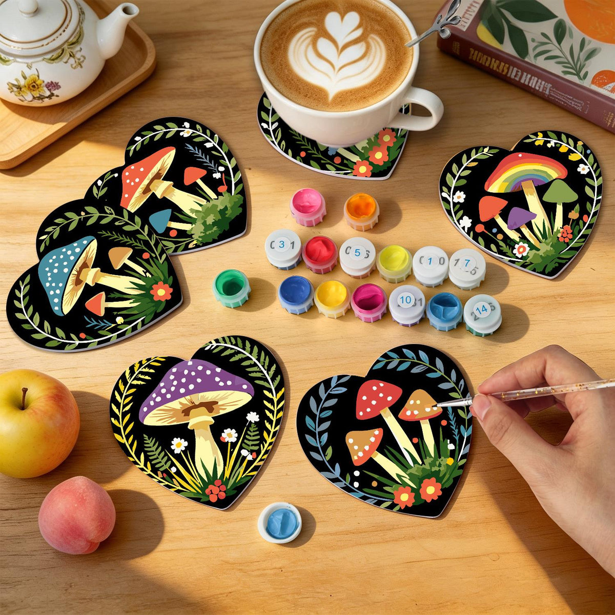 Midnight Toadstool Garden paint by numbers coasters – image 8
