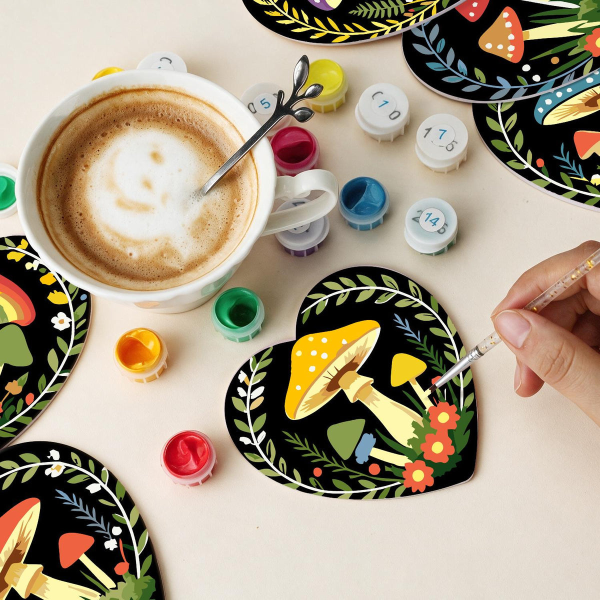 Midnight Toadstool Garden paint by numbers coasters – image 12