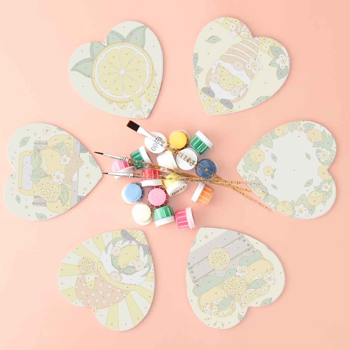 Lemon Gnome Sunshine paint by numbers coasters – image 2