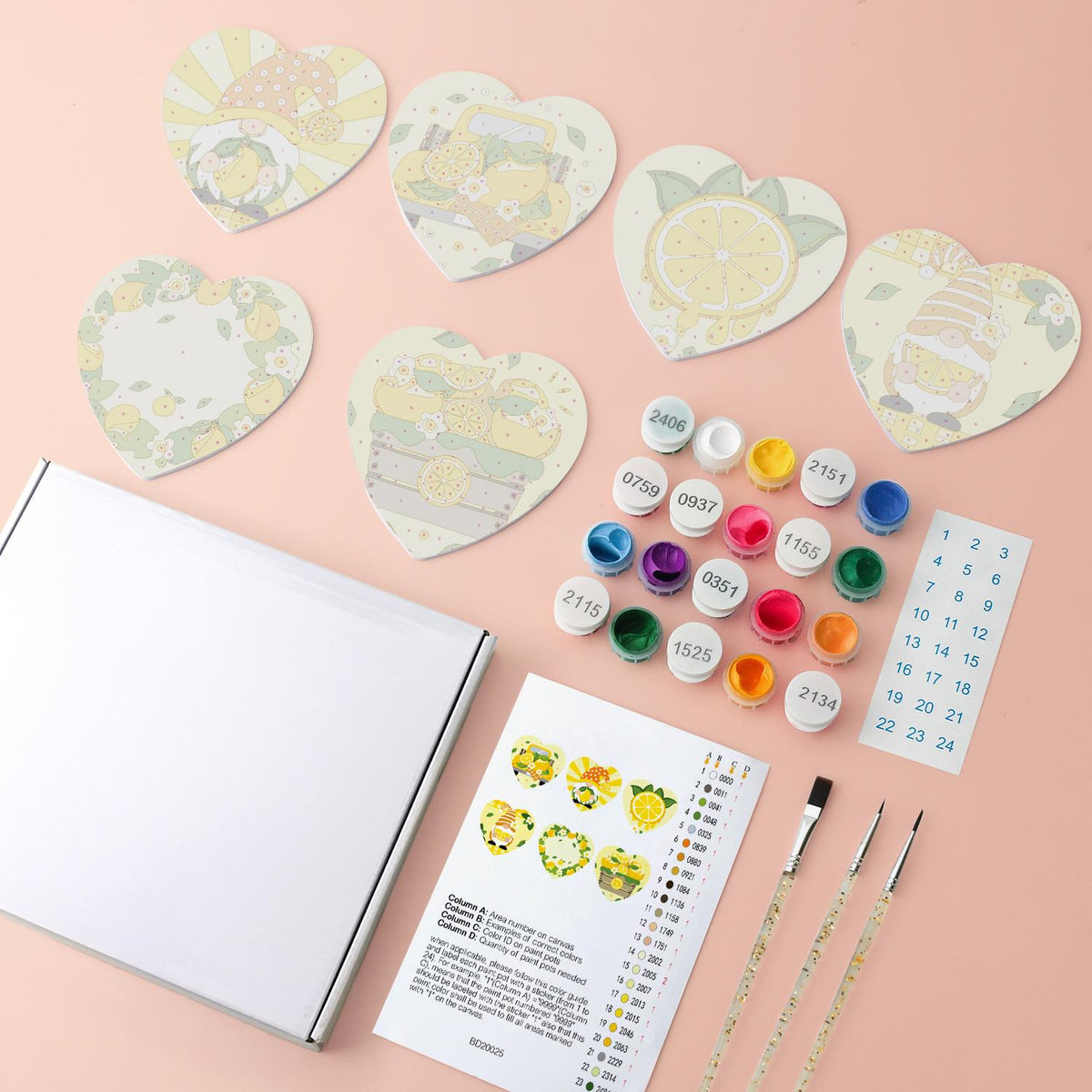 Lemon Gnome Sunshine paint by numbers coasters – image 4