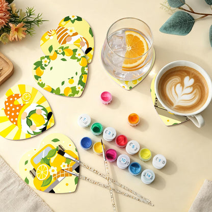 Lemon Gnome Sunshine paint by numbers coasters – image 5
