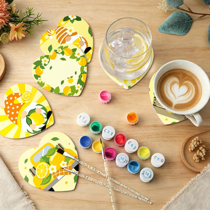 Lemon Gnome Sunshine paint by numbers coasters – image 6