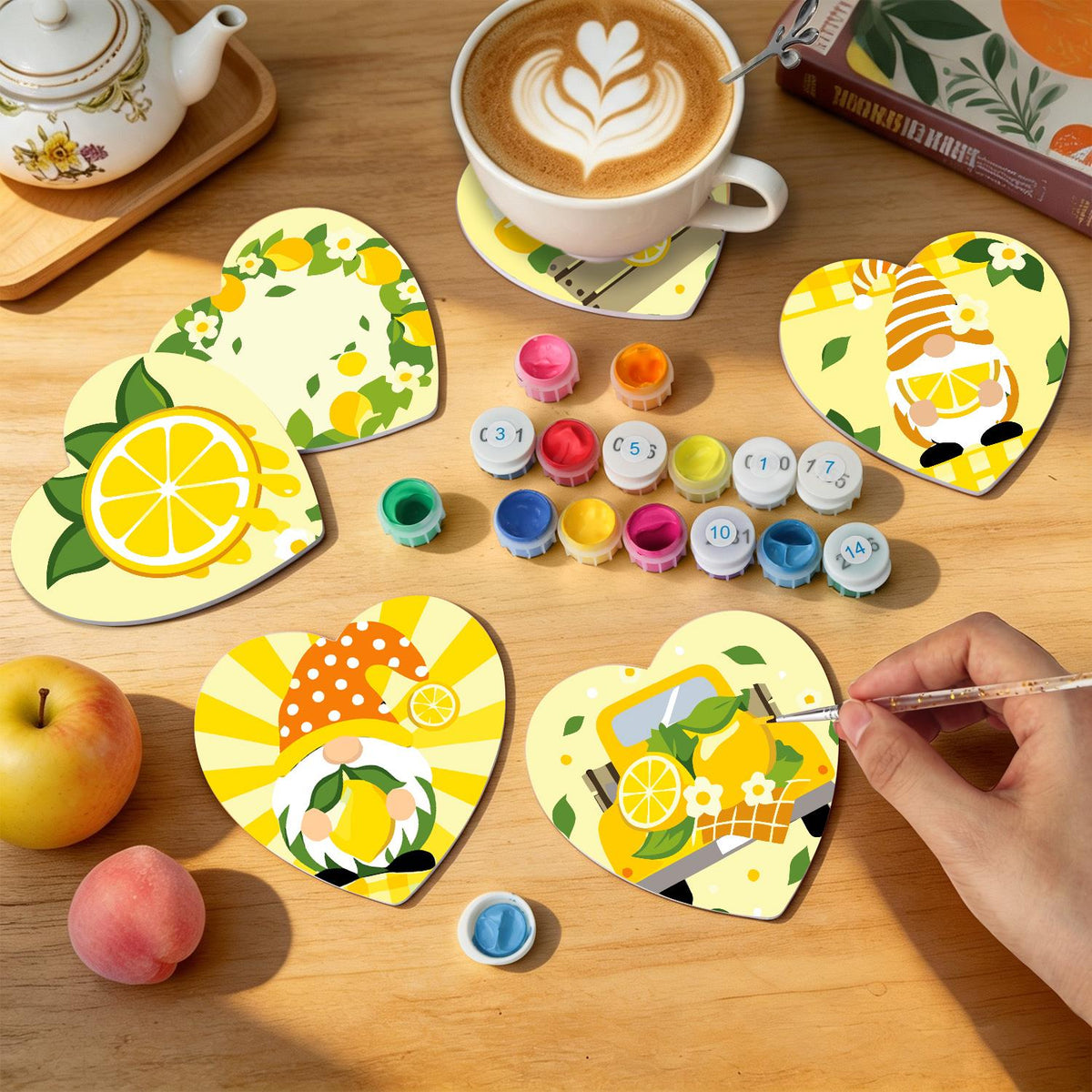 Lemon Gnome Sunshine paint by numbers coasters – image 8