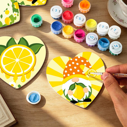 Lemon Gnome Sunshine paint by numbers coasters – image 9