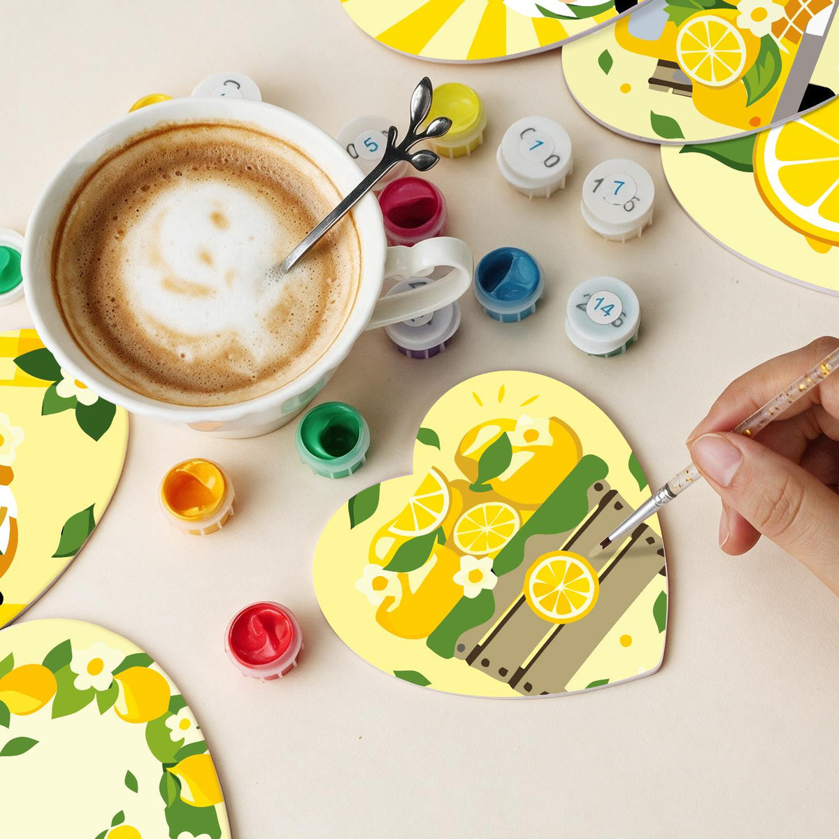 Lemon Gnome Sunshine paint by numbers coasters – image 12