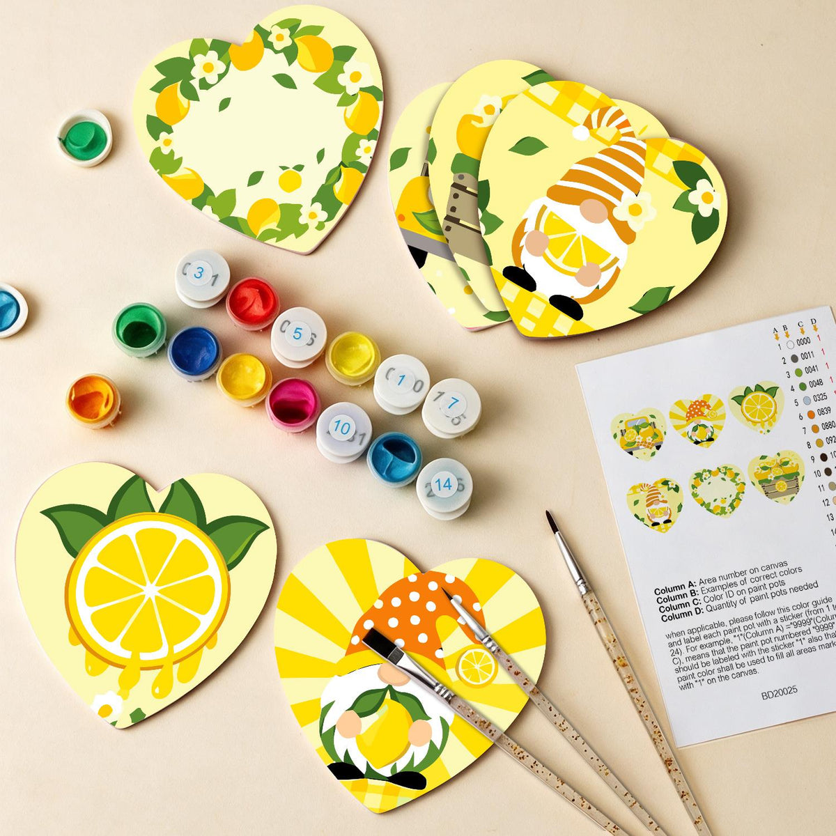 Lemon Gnome Sunshine paint by numbers coasters – image 13