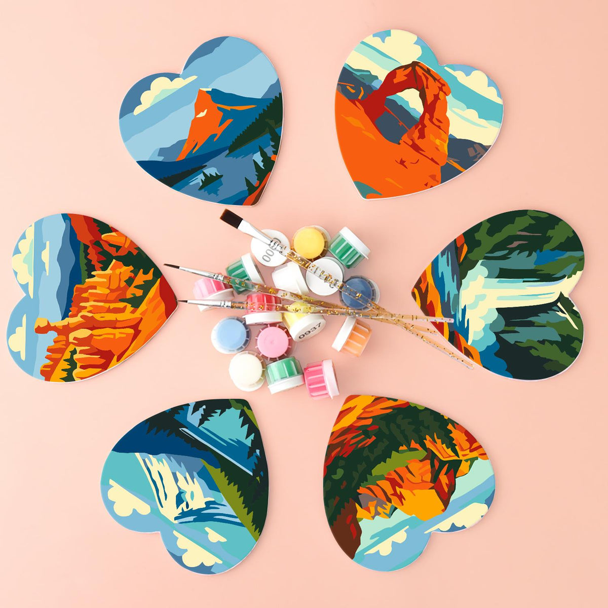 Red Rock Arches and Peaks paint by numbers coasters – image 3