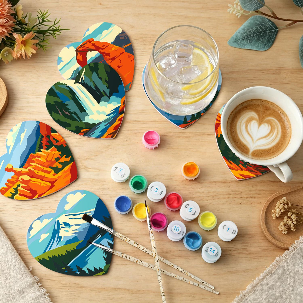 Red Rock Arches and Peaks paint by numbers coasters – image 6