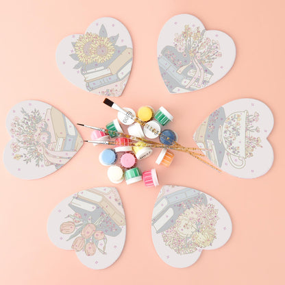 Book Stacks in Bloom paint by numbers coasters – image 2