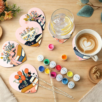 Book Stacks in Bloom paint by numbers coasters – image 6