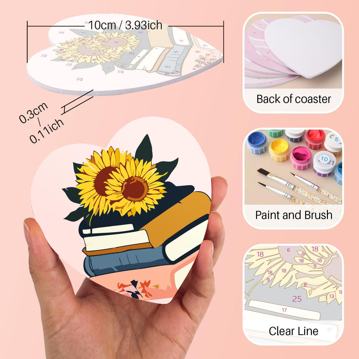 Book Stacks in Bloom paint by numbers coasters – image 10