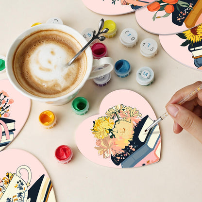 Book Stacks in Bloom paint by numbers coasters – image 12