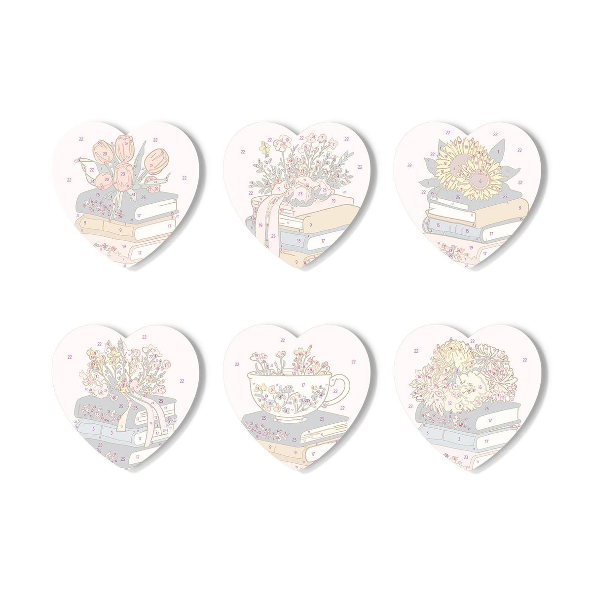 Book Stacks in Bloom paint by numbers coasters – image 16
