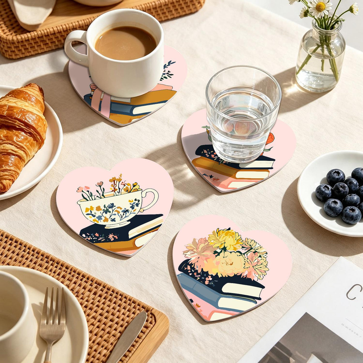 Book Stacks in Bloom paint by numbers coasters – image 20
