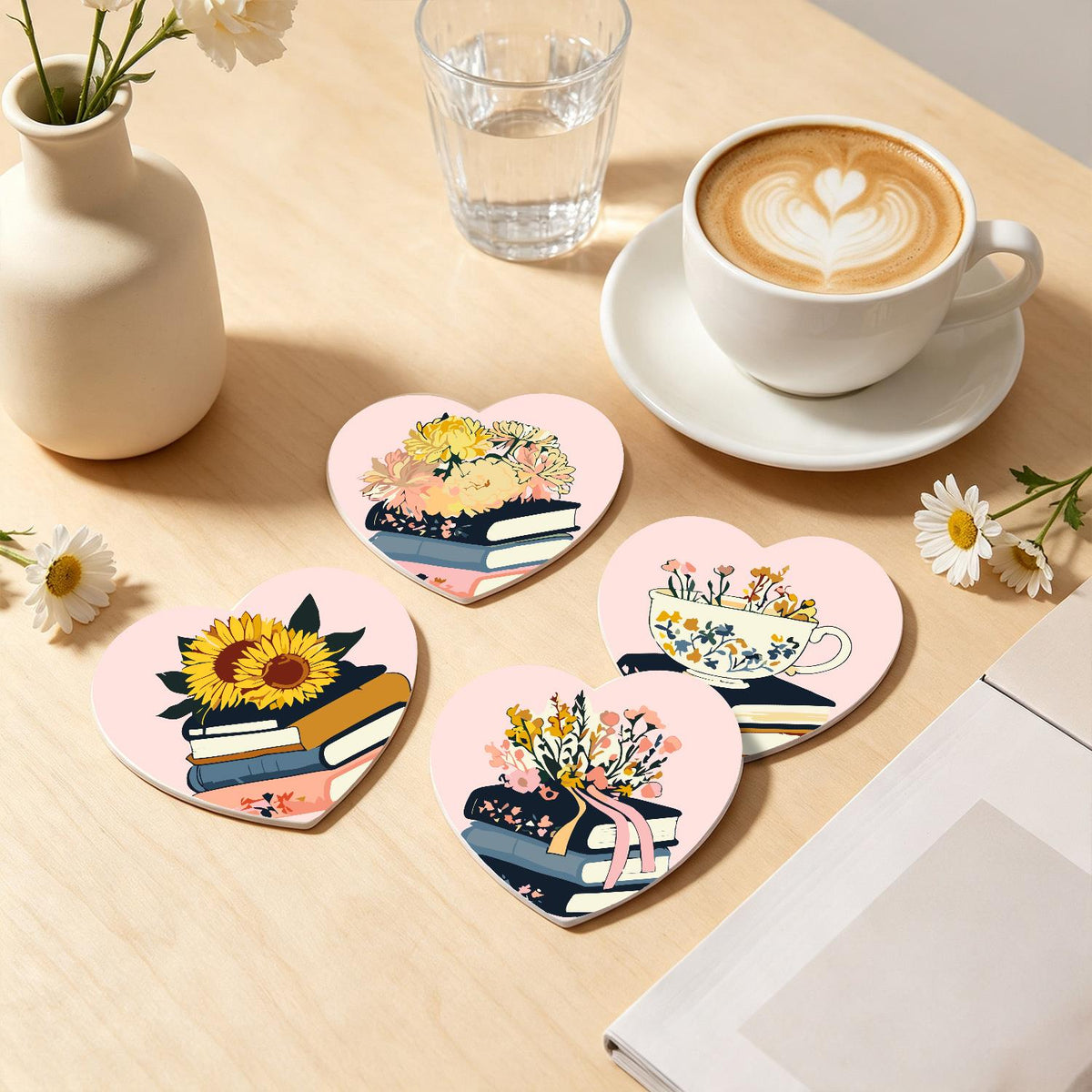 Book Stacks in Bloom paint by numbers coasters – image 21