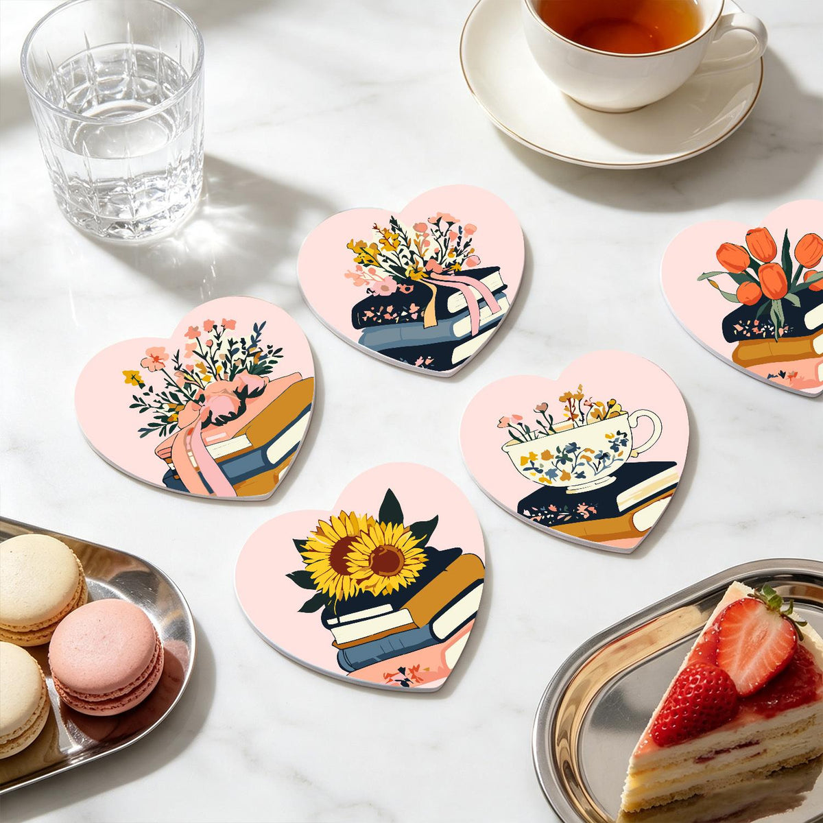 Book Stacks in Bloom paint by numbers coasters – image 22