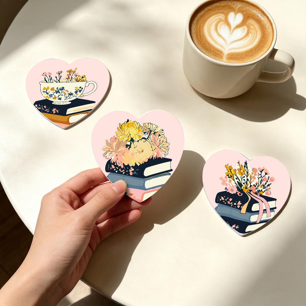 Book Stacks in Bloom paint by numbers coasters – image 23