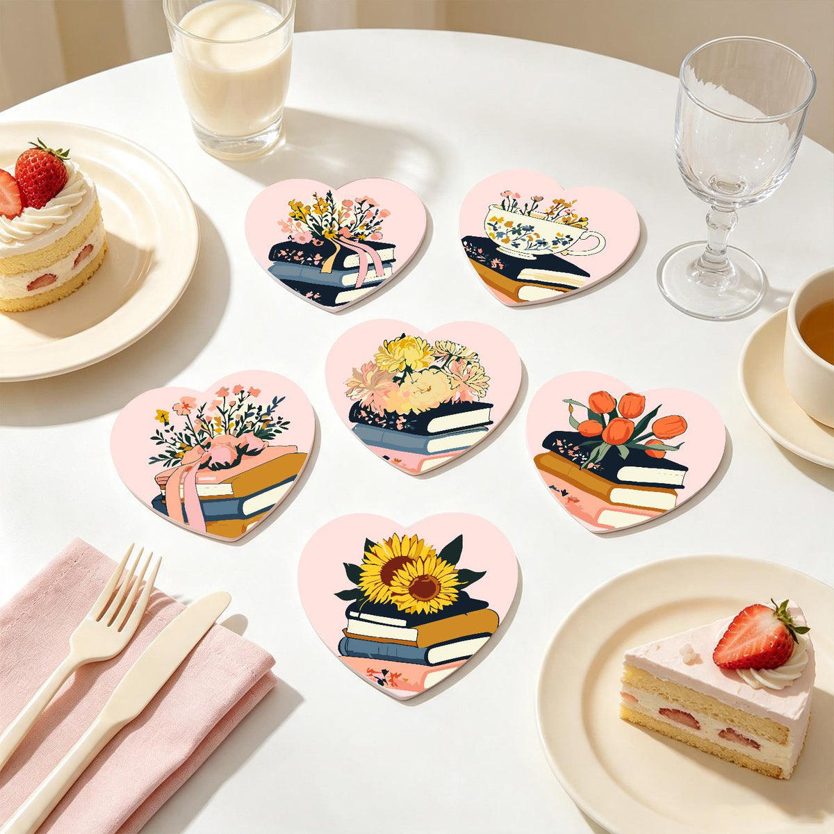 Book Stacks in Bloom paint by numbers coasters – image 24