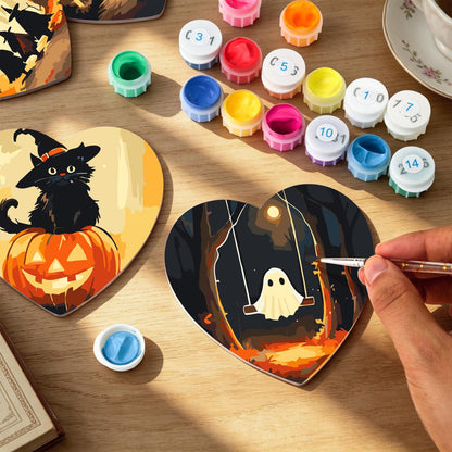 Haunted Autumn Forest Walk paint by numbers coasters – image 9
