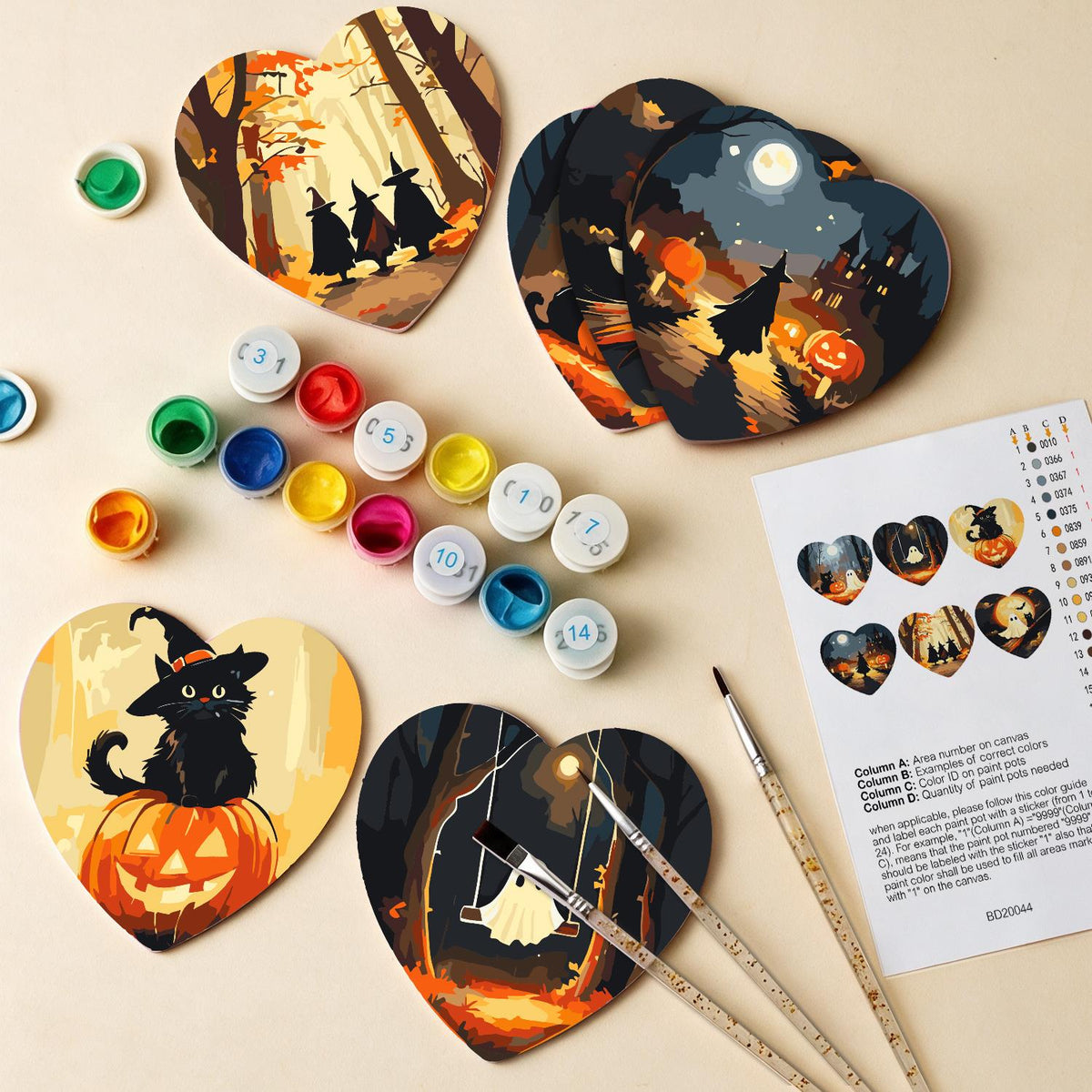 Haunted Autumn Forest Walk paint by numbers coasters – image 13