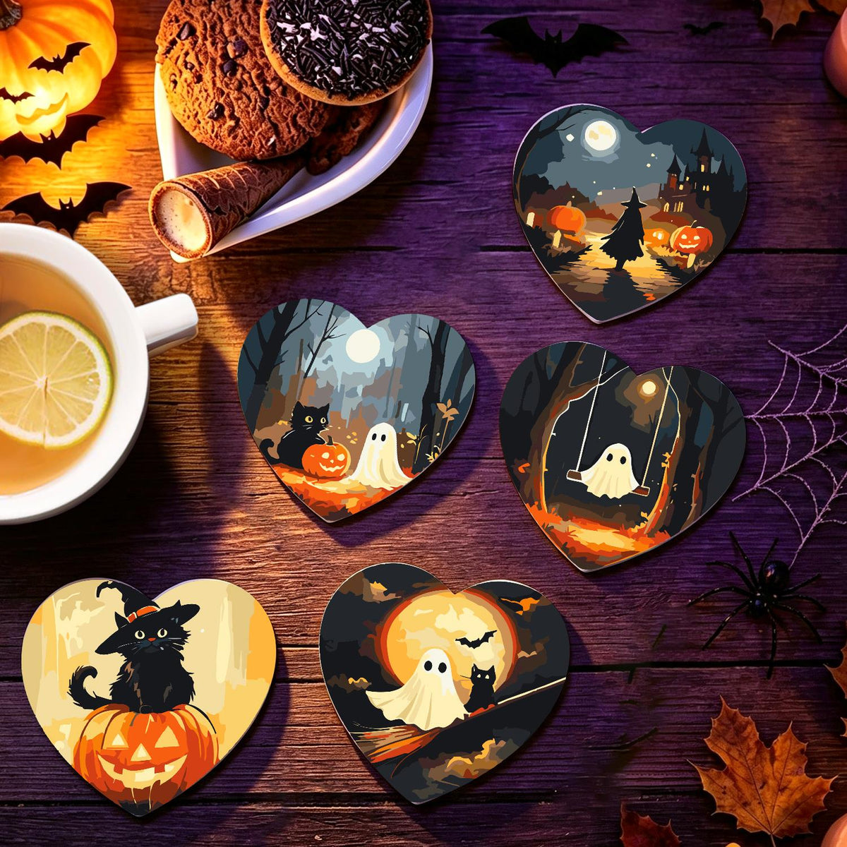 Haunted Autumn Forest Walk paint by numbers coasters – image 18