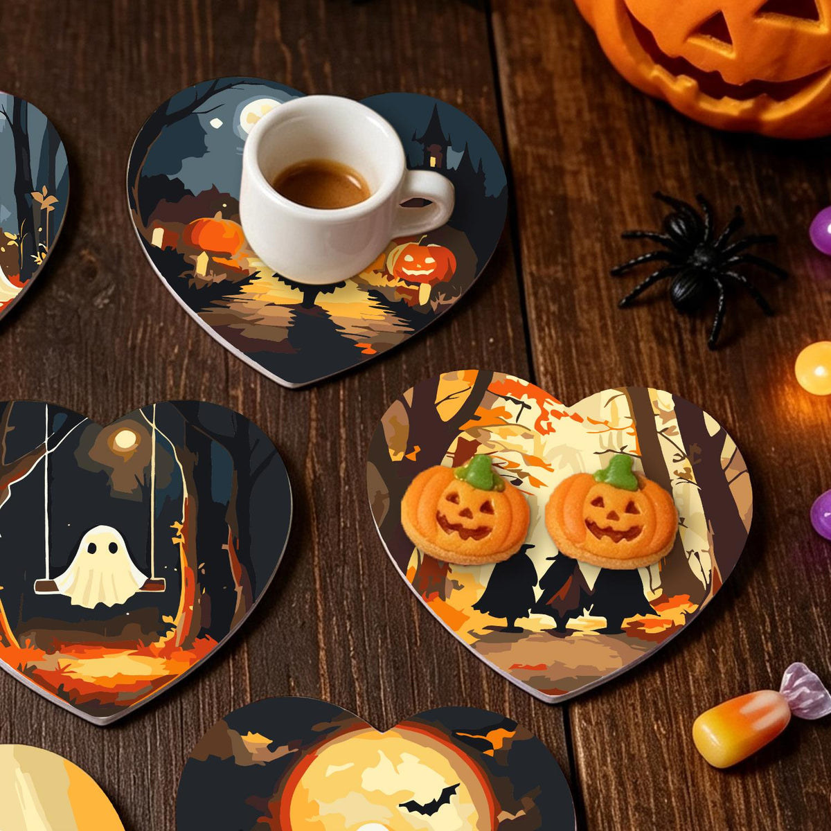 Haunted Autumn Forest Walk paint by numbers coasters – image 19