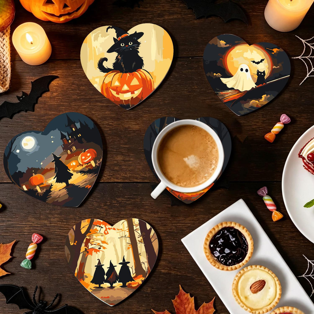 Haunted Autumn Forest Walk paint by numbers coasters – image 21