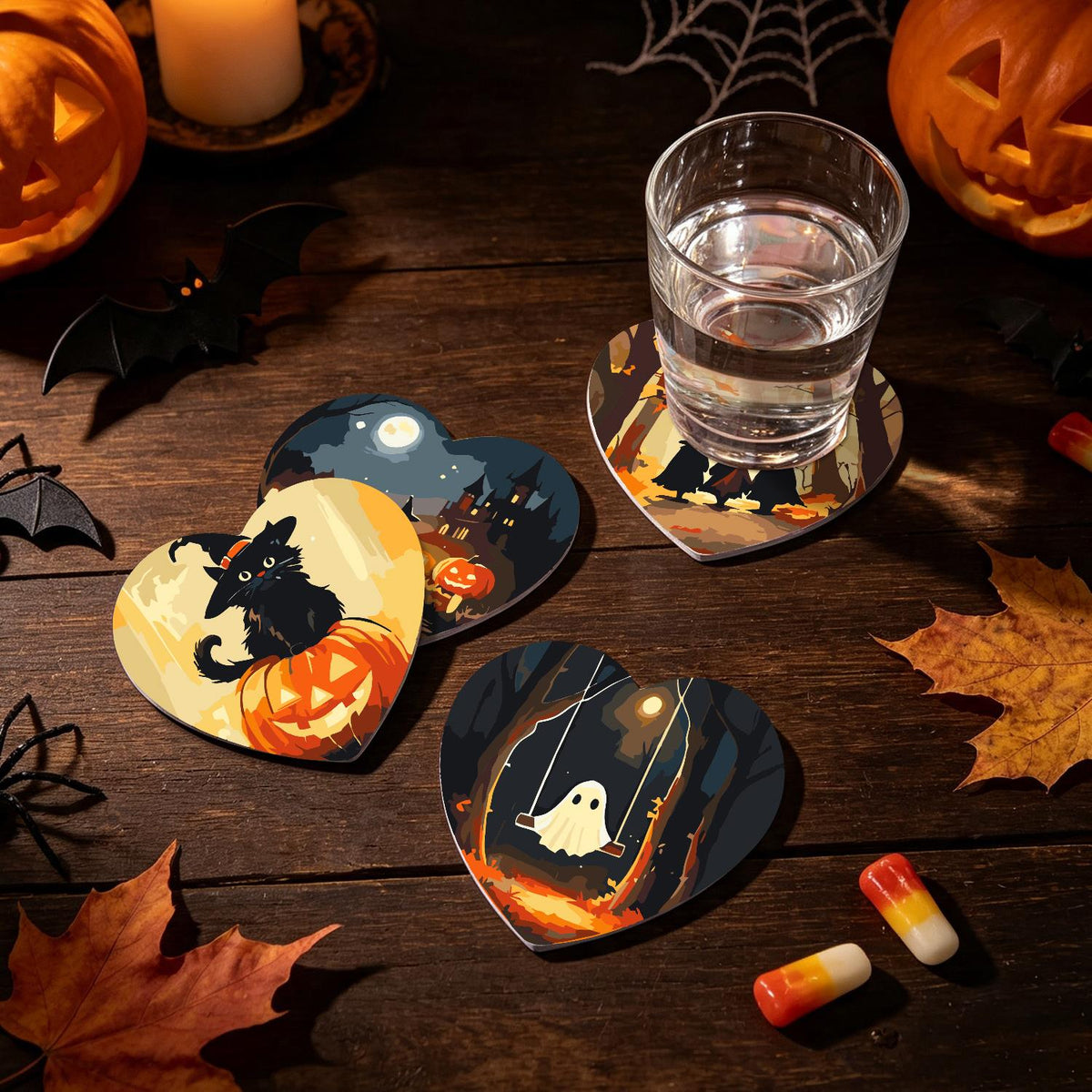 Haunted Autumn Forest Walk paint by numbers coasters – image 23