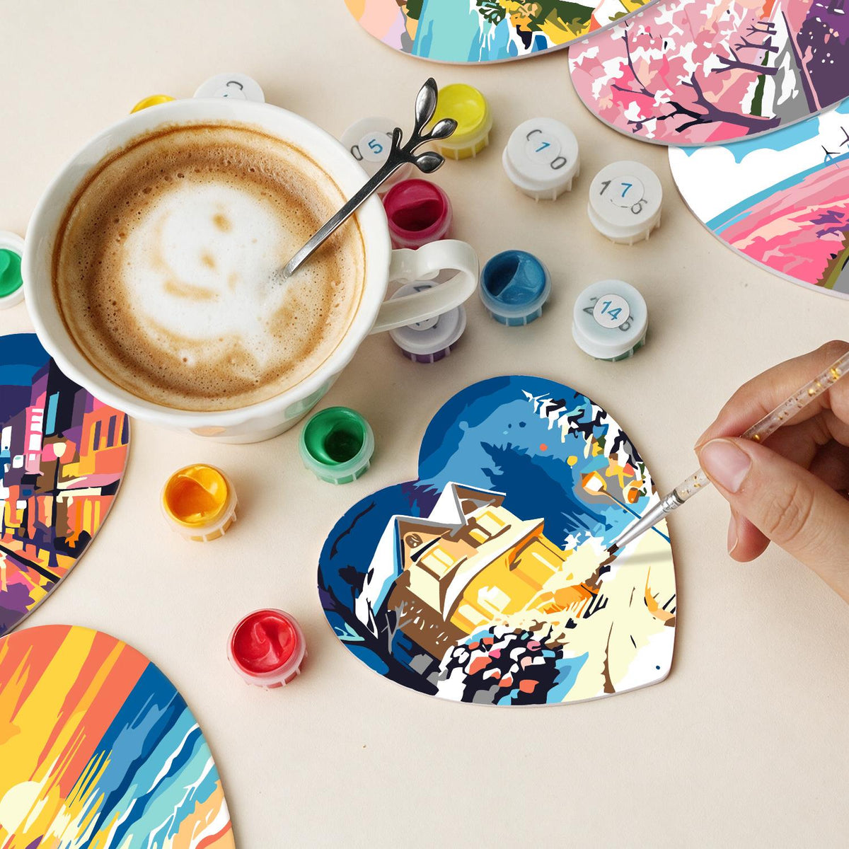 Four-Season Road Trip Views paint by numbers coasters – image 12