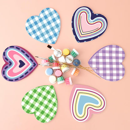 Pastel Gingham and Nested Hearts paint by numbers coasters – image 3