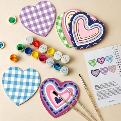 Pastel Gingham and Nested Hearts paint by numbers coasters – image 13