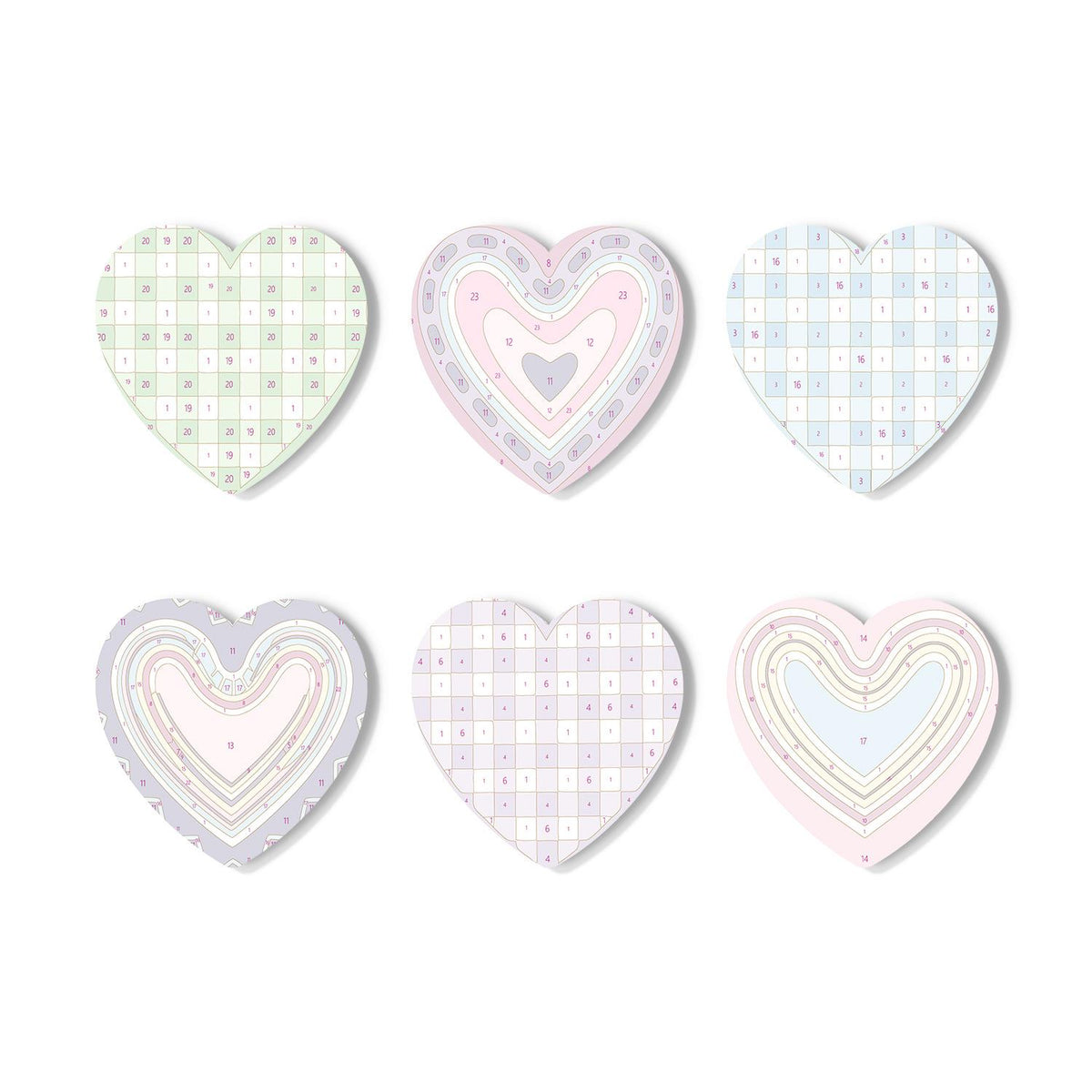 Pastel Gingham and Nested Hearts paint by numbers coasters – image 16