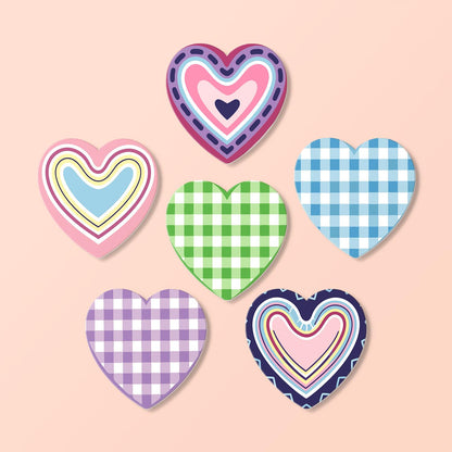 Pastel Gingham and Nested Hearts paint by numbers coasters – image 17