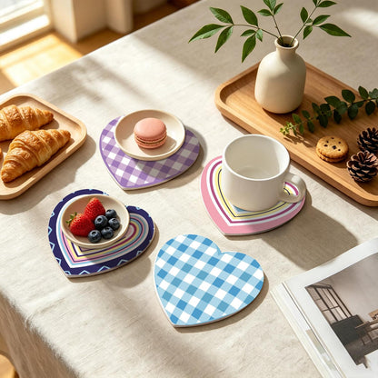 Pastel Gingham and Nested Hearts paint by numbers coasters – image 18