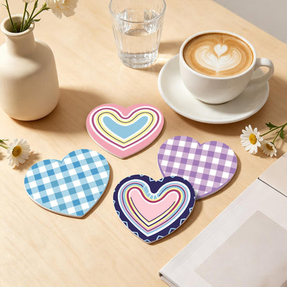 Pastel Gingham and Nested Hearts paint by numbers coasters – image 21