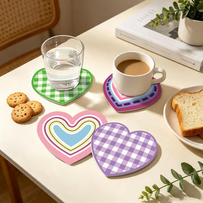 Pastel Gingham and Nested Hearts paint by numbers coasters – image 25