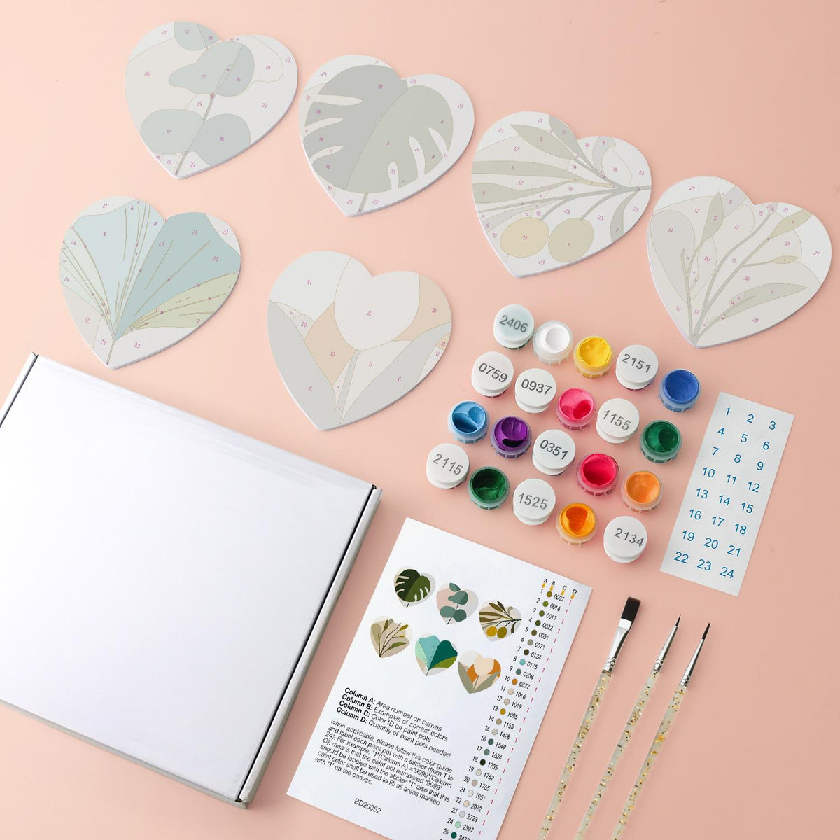 Boho Monstera and Olive Leaves paint by numbers coasters – image 4