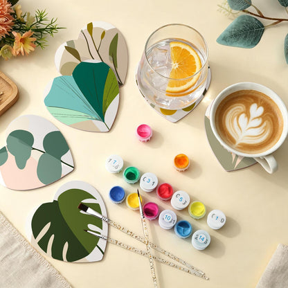 Boho Monstera and Olive Leaves paint by numbers coasters – image 5
