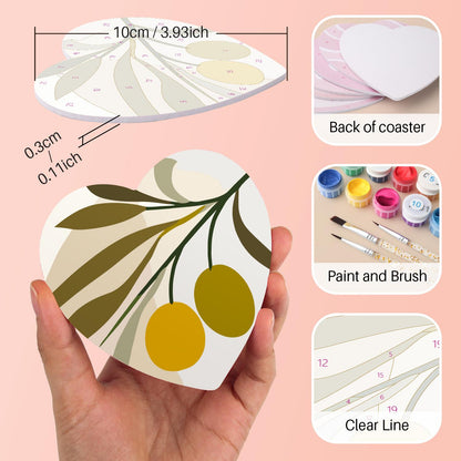 Boho Monstera and Olive Leaves paint by numbers coasters – image 10