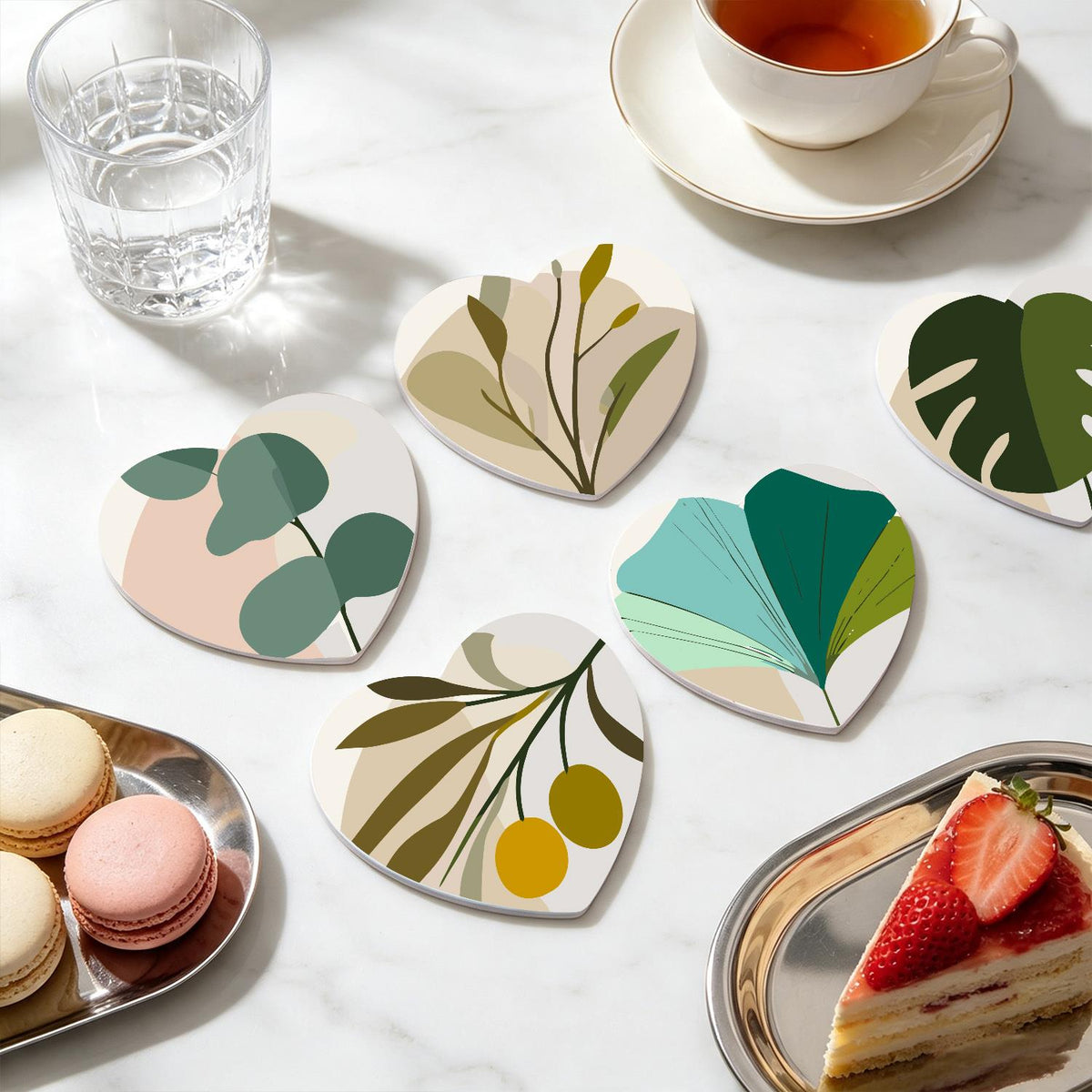 Boho Monstera and Olive Leaves paint by numbers coasters – image 20