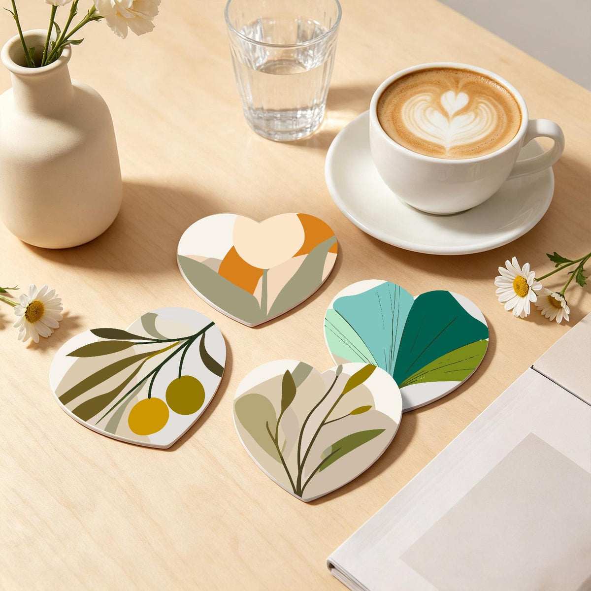 Boho Monstera and Olive Leaves paint by numbers coasters – image 21