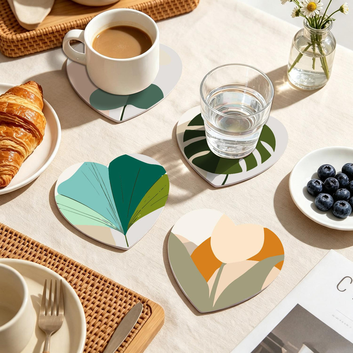 Boho Monstera and Olive Leaves paint by numbers coasters – image 22