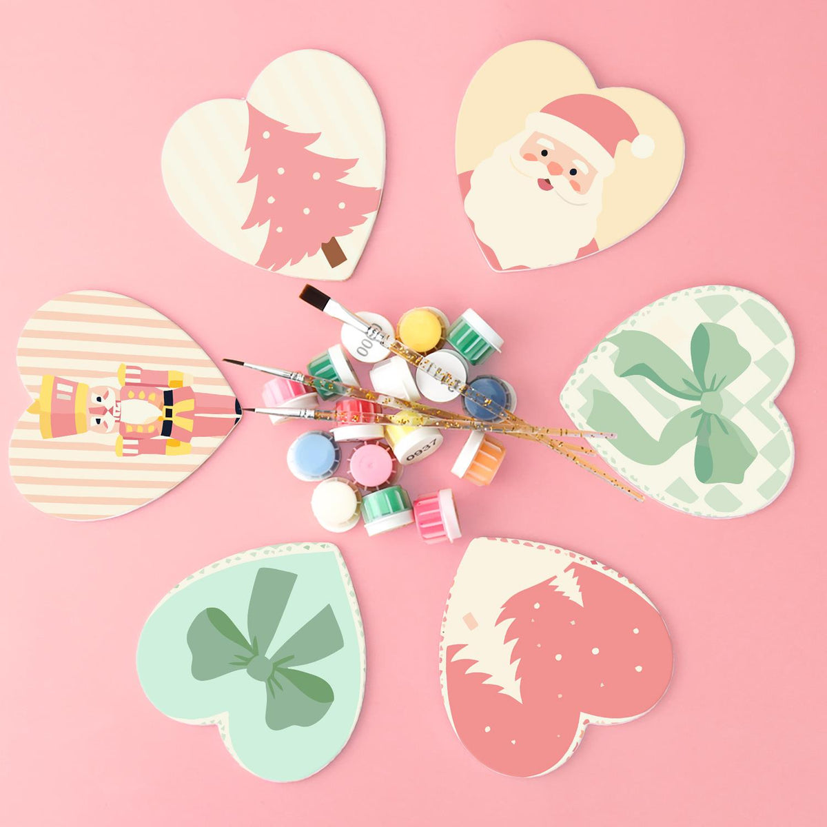 Pastel Pink Nutcracker Christmas paint by numbers coasters – image 3